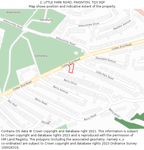 2, LITTLE PARK ROAD, PAIGNTON, TQ3 3QP: Location map and indicative extent of plot