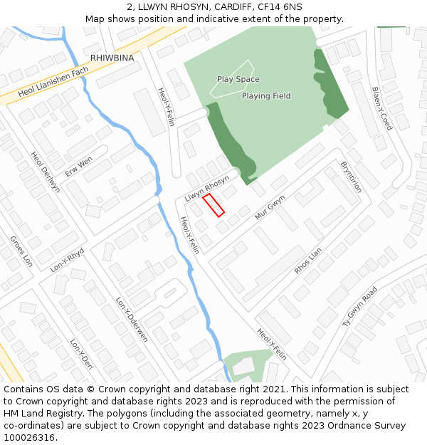 2, LLWYN RHOSYN, CARDIFF, CF14 6NS: Location map and indicative extent of plot