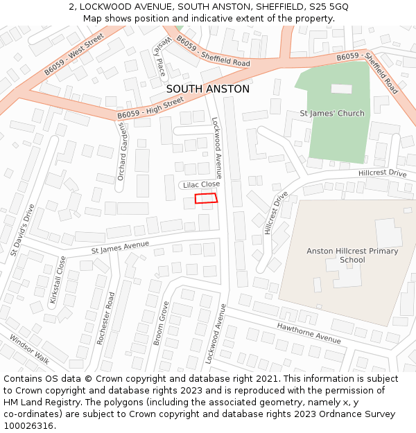 2, LOCKWOOD AVENUE, SOUTH ANSTON, SHEFFIELD, S25 5GQ: Location map and indicative extent of plot