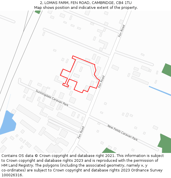 2, LOMAS FARM, FEN ROAD, CAMBRIDGE, CB4 1TU: Location map and indicative extent of plot