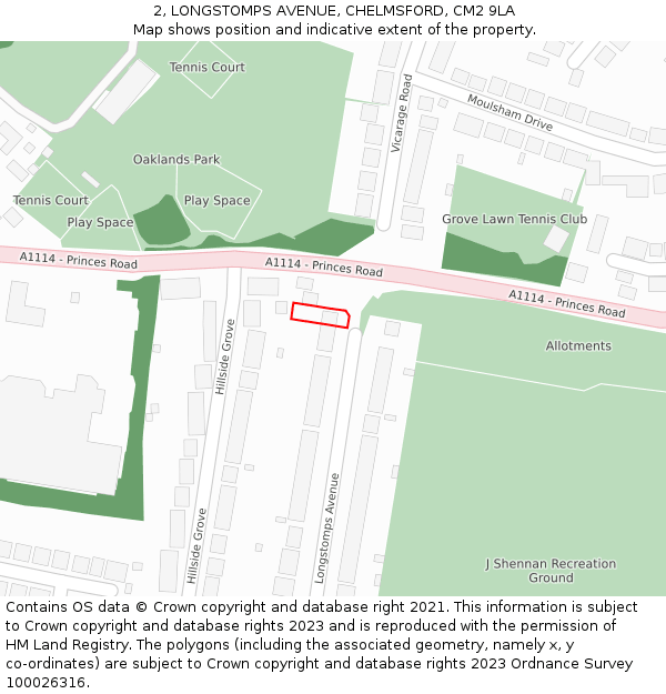 2, LONGSTOMPS AVENUE, CHELMSFORD, CM2 9LA: Location map and indicative extent of plot