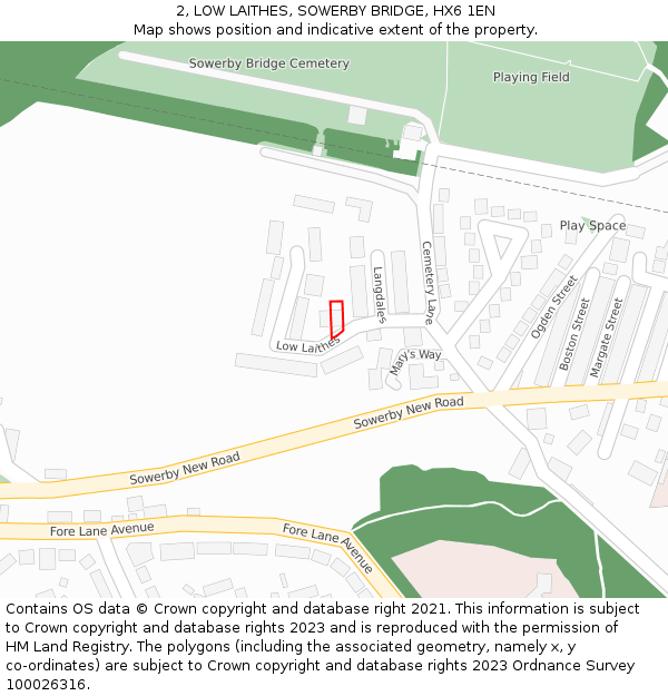 2, LOW LAITHES, SOWERBY BRIDGE, HX6 1EN: Location map and indicative extent of plot