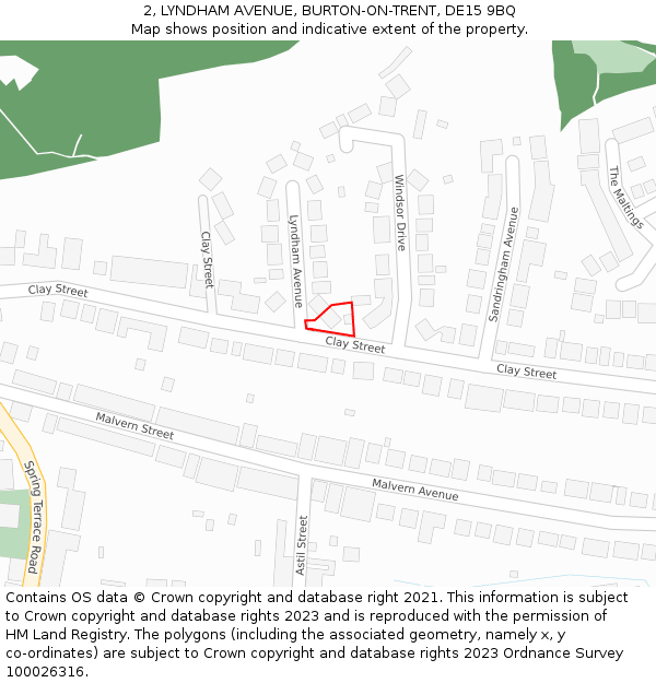 2, LYNDHAM AVENUE, BURTON-ON-TRENT, DE15 9BQ: Location map and indicative extent of plot