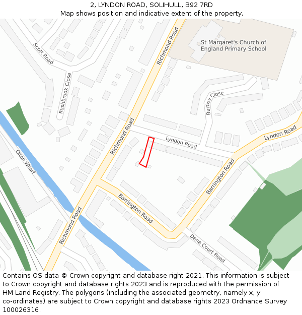 2, LYNDON ROAD, SOLIHULL, B92 7RD: Location map and indicative extent of plot