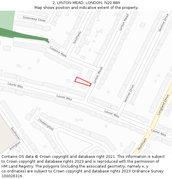 2, LYNTON MEAD, LONDON, N20 8BX: Location map and indicative extent of plot