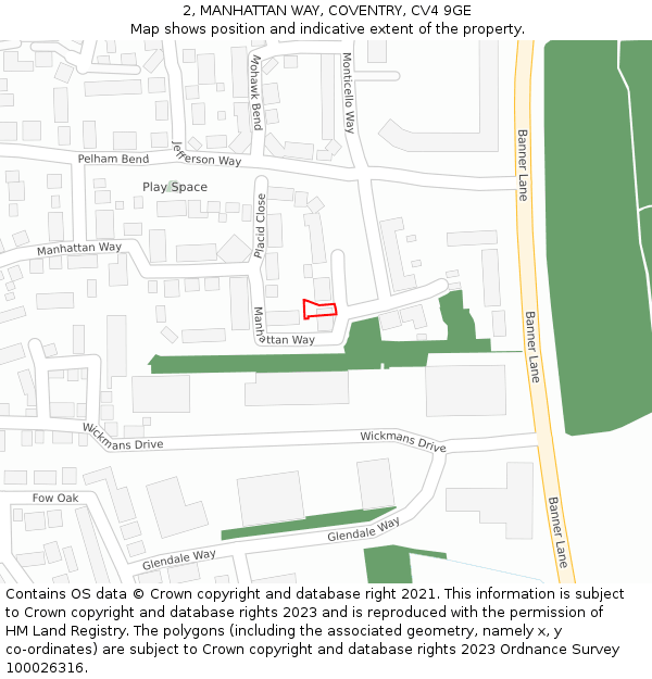 2, MANHATTAN WAY, COVENTRY, CV4 9GE: Location map and indicative extent of plot