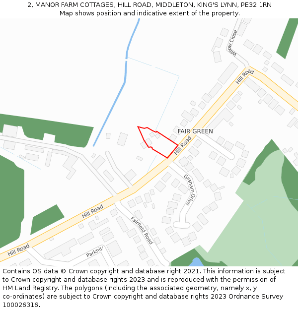 2, MANOR FARM COTTAGES, HILL ROAD, MIDDLETON, KING'S LYNN, PE32 1RN: Location map and indicative extent of plot