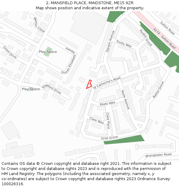 2, MANSFIELD PLACE, MAIDSTONE, ME15 9ZR: Location map and indicative extent of plot