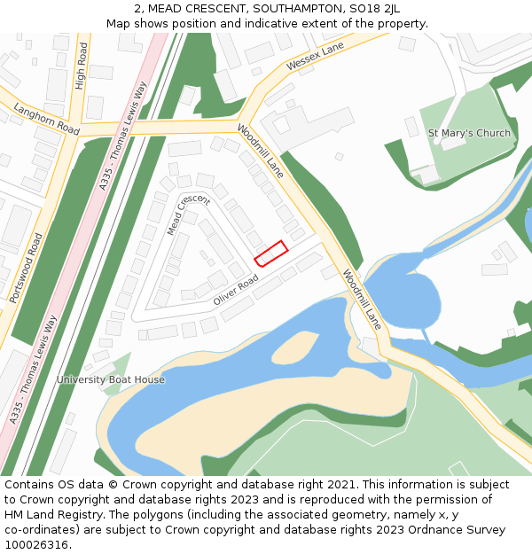 2, MEAD CRESCENT, SOUTHAMPTON, SO18 2JL: Location map and indicative extent of plot
