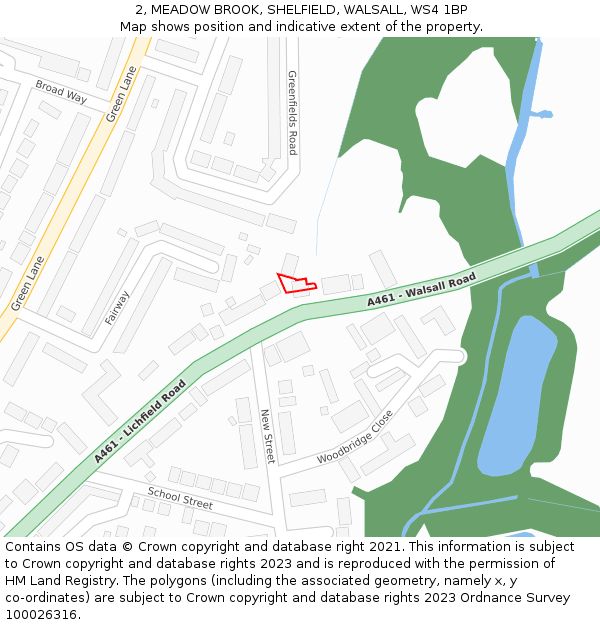 2, MEADOW BROOK, SHELFIELD, WALSALL, WS4 1BP: Location map and indicative extent of plot