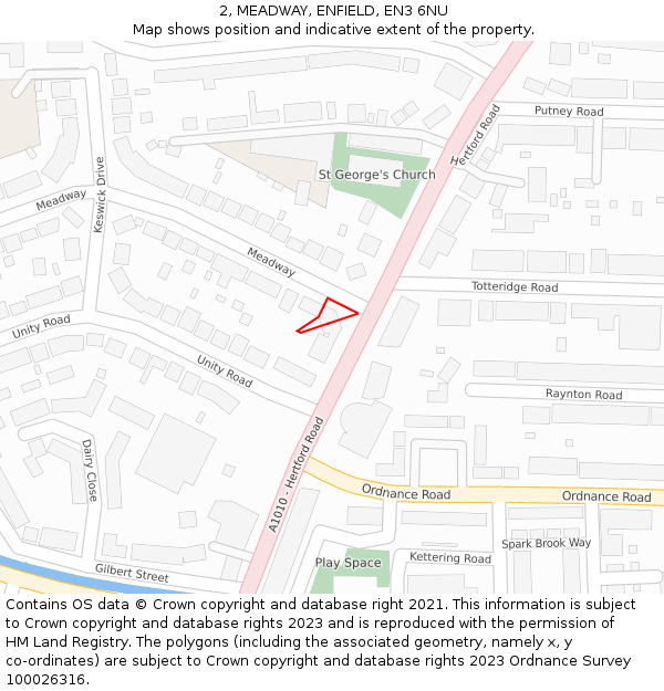 2, MEADWAY, ENFIELD, EN3 6NU: Location map and indicative extent of plot