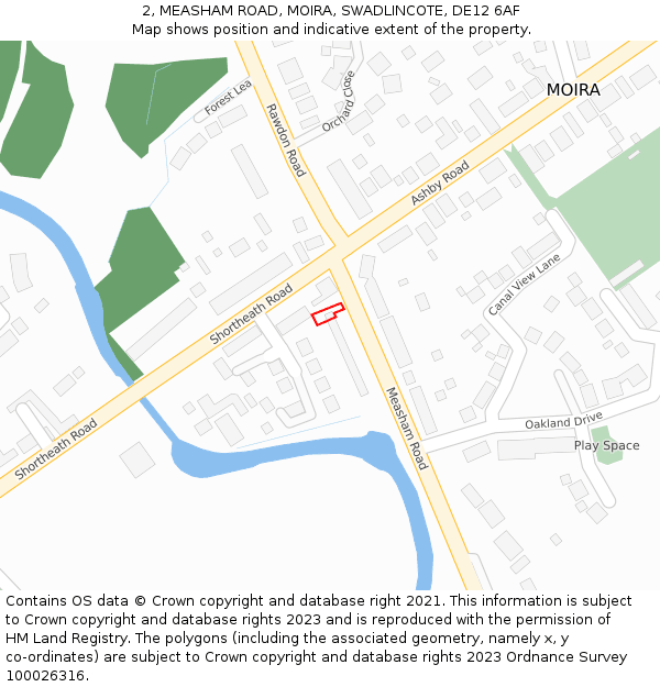 2, MEASHAM ROAD, MOIRA, SWADLINCOTE, DE12 6AF: Location map and indicative extent of plot