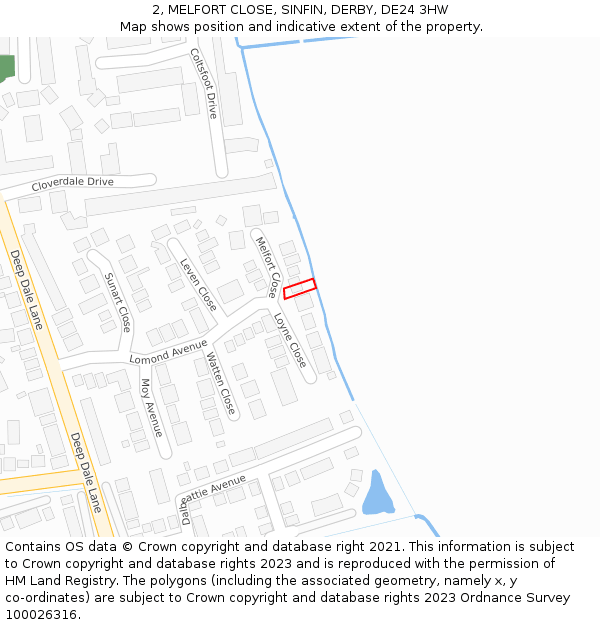 2, MELFORT CLOSE, SINFIN, DERBY, DE24 3HW: Location map and indicative extent of plot