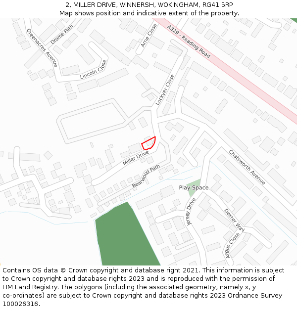 2, MILLER DRIVE, WINNERSH, WOKINGHAM, RG41 5RP: Location map and indicative extent of plot