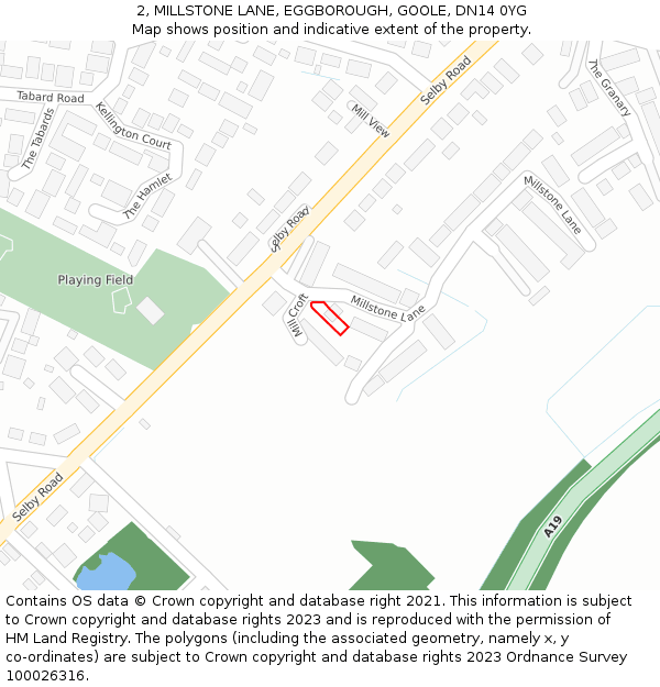 2, MILLSTONE LANE, EGGBOROUGH, GOOLE, DN14 0YG: Location map and indicative extent of plot