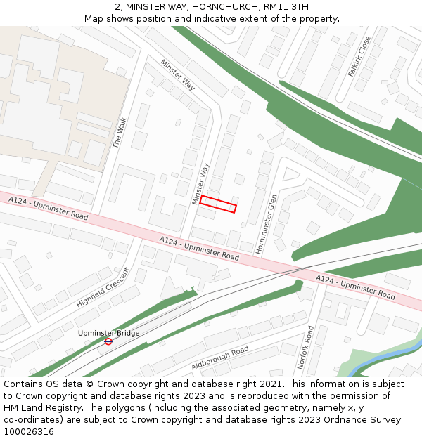 2, MINSTER WAY, HORNCHURCH, RM11 3TH: Location map and indicative extent of plot