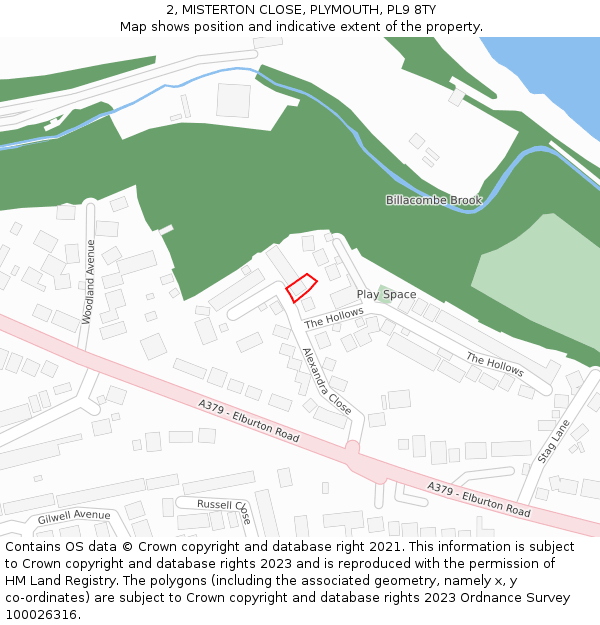 2, MISTERTON CLOSE, PLYMOUTH, PL9 8TY: Location map and indicative extent of plot