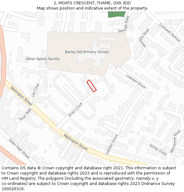 2, MOATS CRESCENT, THAME, OX9 3DD: Location map and indicative extent of plot