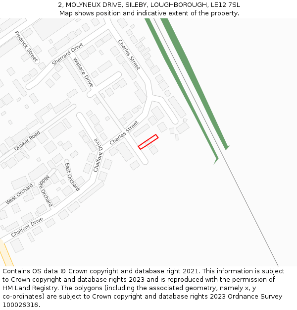 2, MOLYNEUX DRIVE, SILEBY, LOUGHBOROUGH, LE12 7SL: Location map and indicative extent of plot