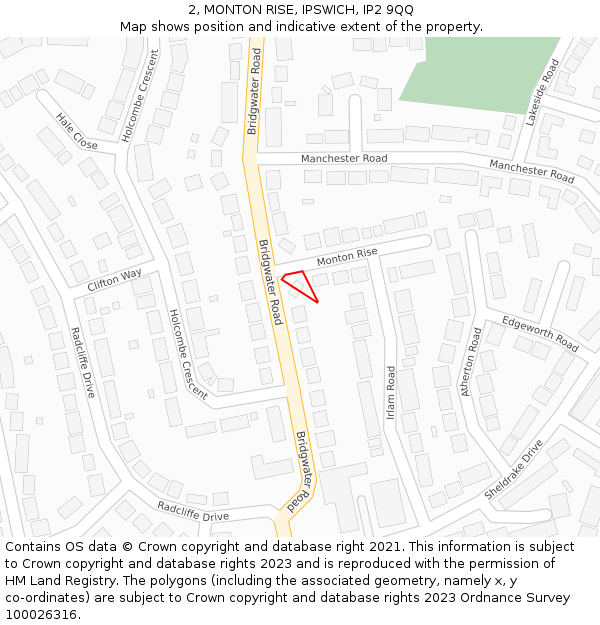 2, MONTON RISE, IPSWICH, IP2 9QQ: Location map and indicative extent of plot