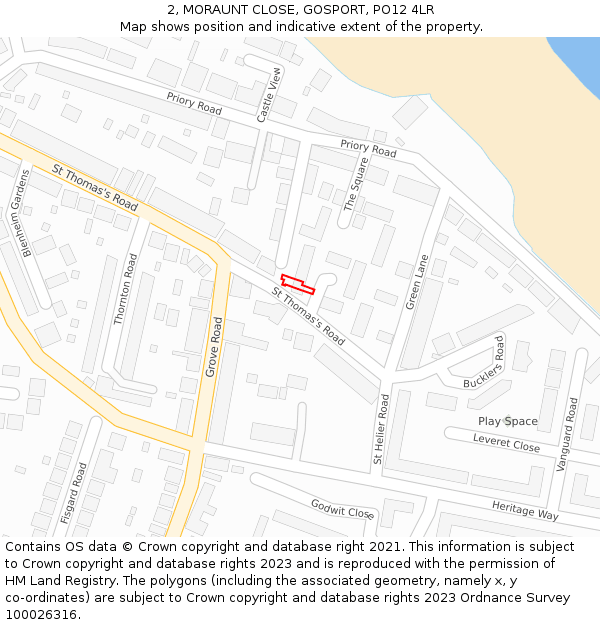 2, MORAUNT CLOSE, GOSPORT, PO12 4LR: Location map and indicative extent of plot