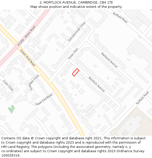 2, MORTLOCK AVENUE, CAMBRIDGE, CB4 1TE: Location map and indicative extent of plot