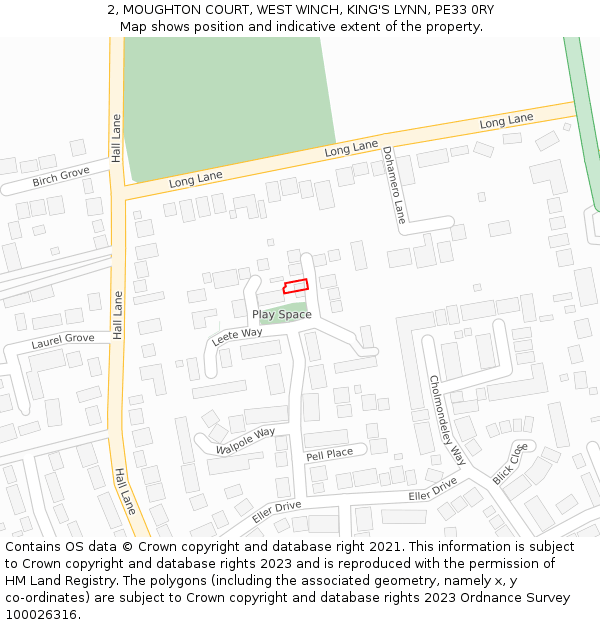 2, MOUGHTON COURT, WEST WINCH, KING'S LYNN, PE33 0RY: Location map and indicative extent of plot