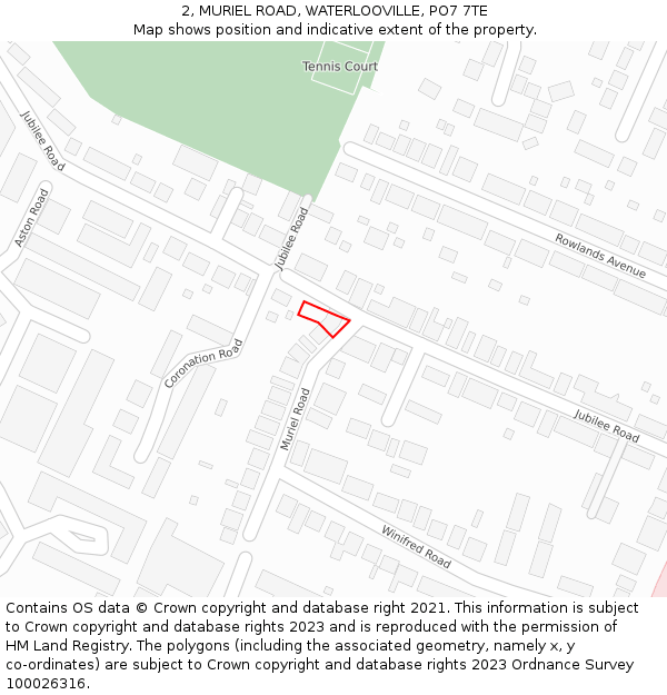 2, MURIEL ROAD, WATERLOOVILLE, PO7 7TE: Location map and indicative extent of plot