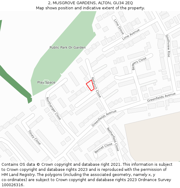 2, MUSGROVE GARDENS, ALTON, GU34 2EQ: Location map and indicative extent of plot