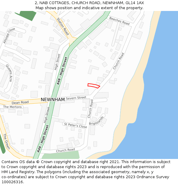 2, NAB COTTAGES, CHURCH ROAD, NEWNHAM, GL14 1AX: Location map and indicative extent of plot