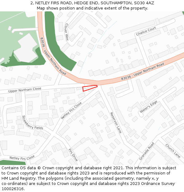 2, NETLEY FIRS ROAD, HEDGE END, SOUTHAMPTON, SO30 4AZ: Location map and indicative extent of plot