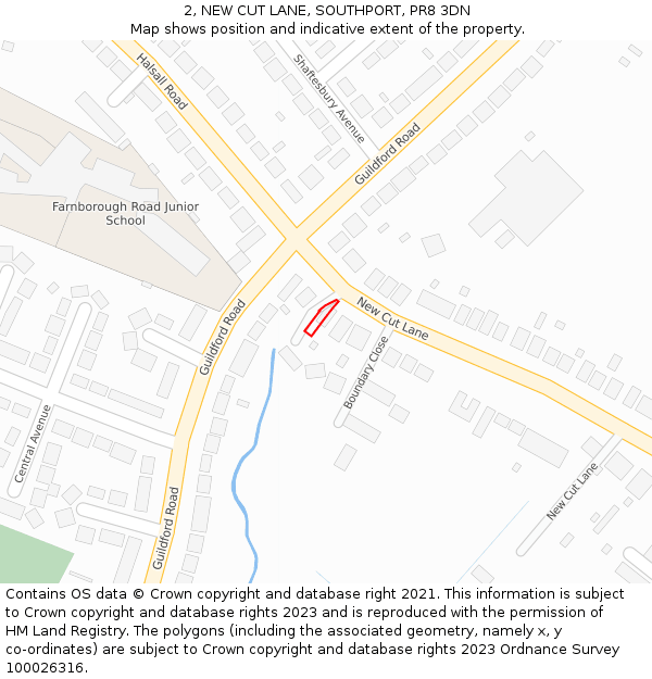 2, NEW CUT LANE, SOUTHPORT, PR8 3DN: Location map and indicative extent of plot