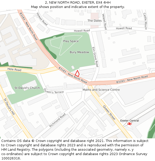 2, NEW NORTH ROAD, EXETER, EX4 4HH: Location map and indicative extent of plot