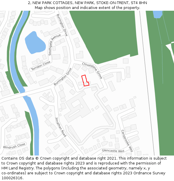 2, NEW PARK COTTAGES, NEW PARK, STOKE-ON-TRENT, ST4 8HN: Location map and indicative extent of plot