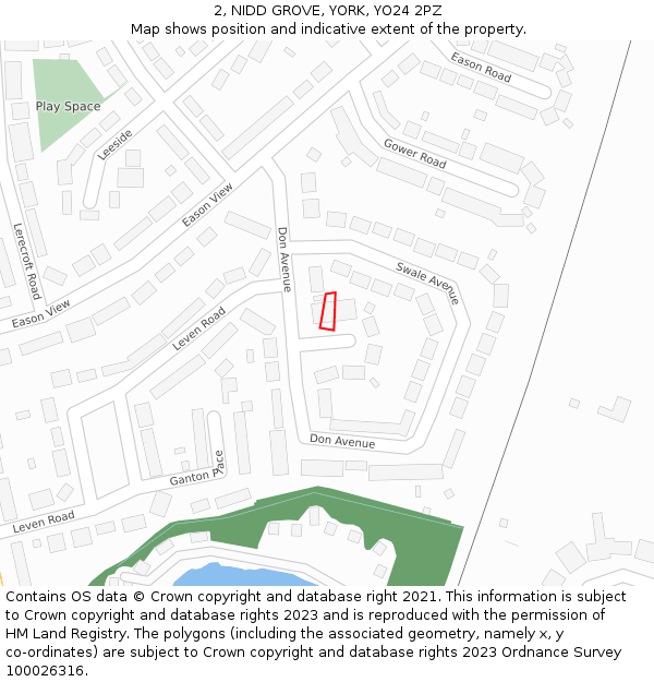 2, NIDD GROVE, YORK, YO24 2PZ: Location map and indicative extent of plot