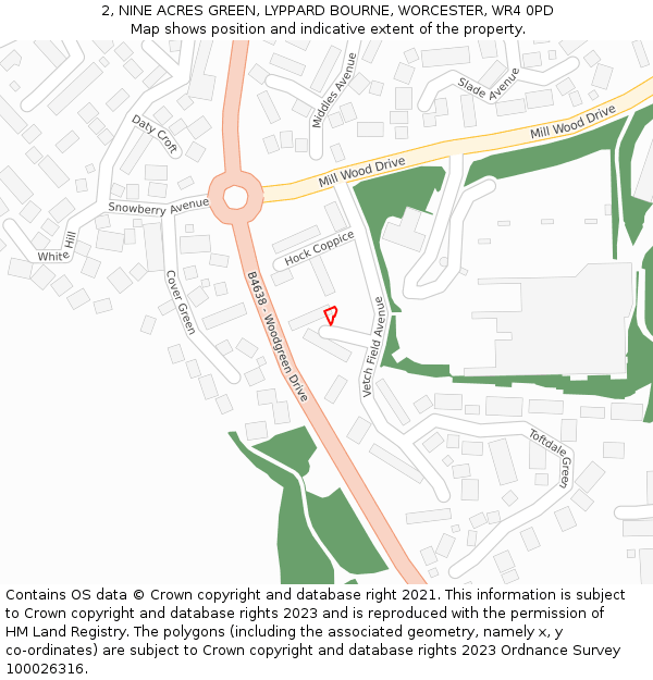 2, NINE ACRES GREEN, LYPPARD BOURNE, WORCESTER, WR4 0PD: Location map and indicative extent of plot