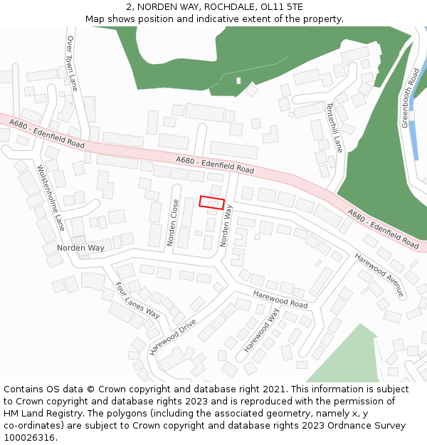 2, NORDEN WAY, ROCHDALE, OL11 5TE: Location map and indicative extent of plot