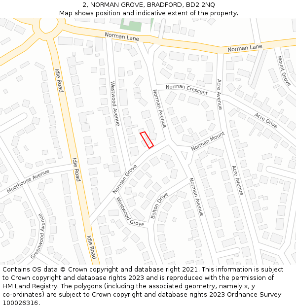 2, NORMAN GROVE, BRADFORD, BD2 2NQ: Location map and indicative extent of plot
