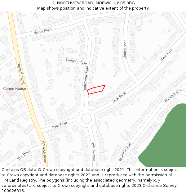 2, NORTHVIEW ROAD, NORWICH, NR5 0BG: Location map and indicative extent of plot