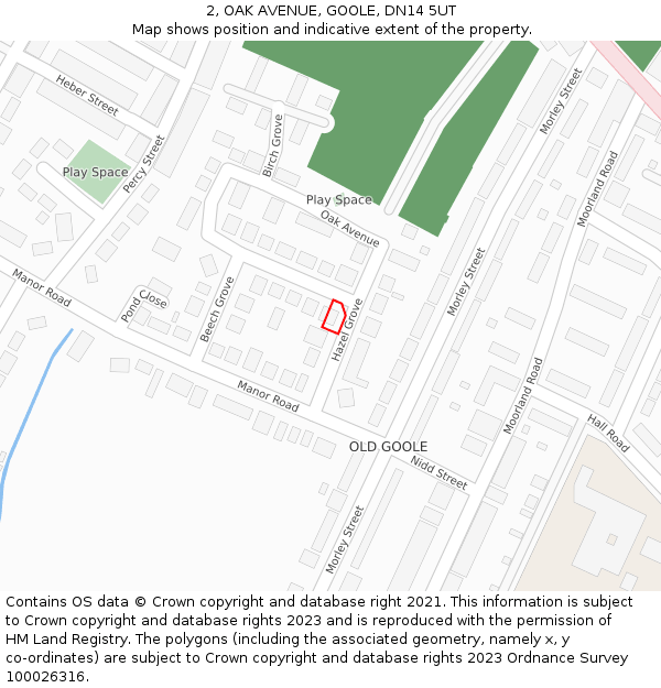 2, OAK AVENUE, GOOLE, DN14 5UT: Location map and indicative extent of plot