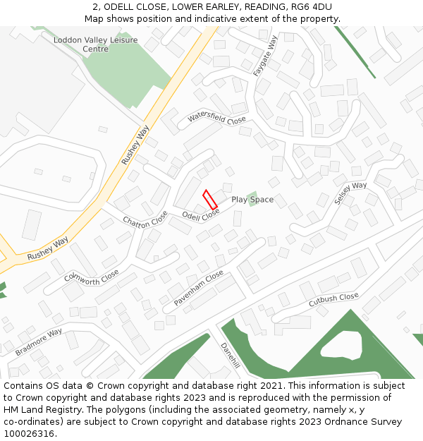 2, ODELL CLOSE, LOWER EARLEY, READING, RG6 4DU: Location map and indicative extent of plot