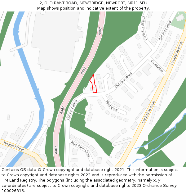 2, OLD PANT ROAD, NEWBRIDGE, NEWPORT, NP11 5FU: Location map and indicative extent of plot