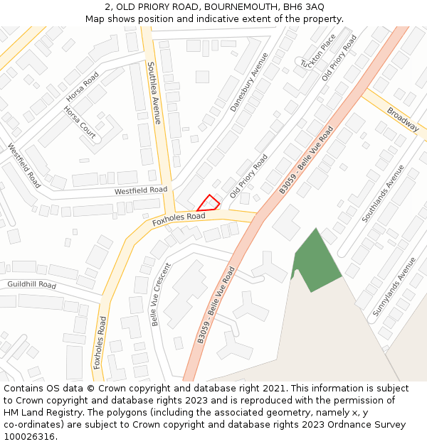 2, OLD PRIORY ROAD, BOURNEMOUTH, BH6 3AQ: Location map and indicative extent of plot
