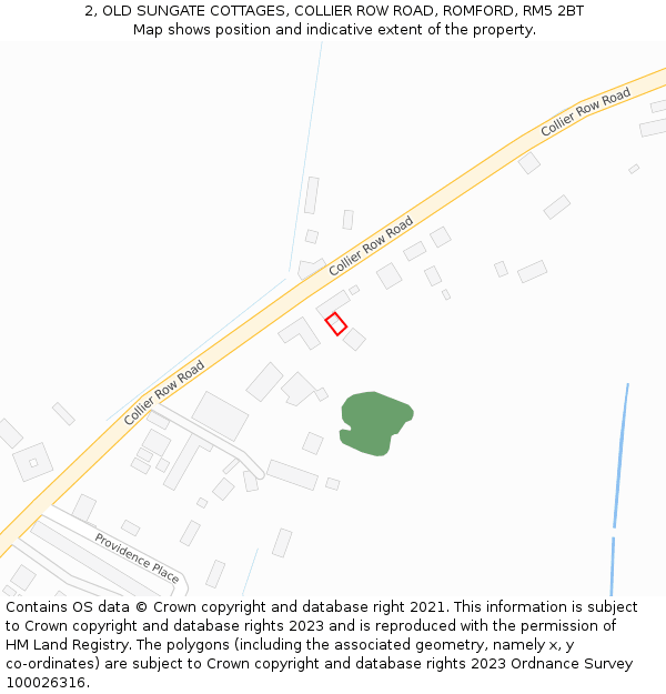 2, OLD SUNGATE COTTAGES, COLLIER ROW ROAD, ROMFORD, RM5 2BT: Location map and indicative extent of plot