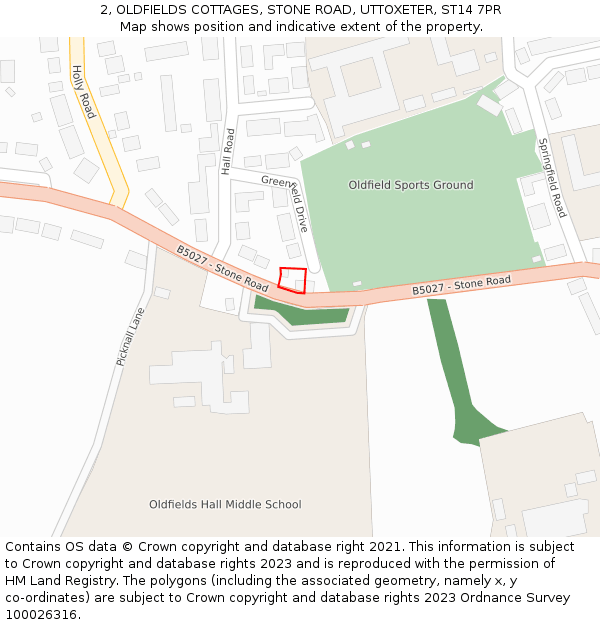2, OLDFIELDS COTTAGES, STONE ROAD, UTTOXETER, ST14 7PR: Location map and indicative extent of plot
