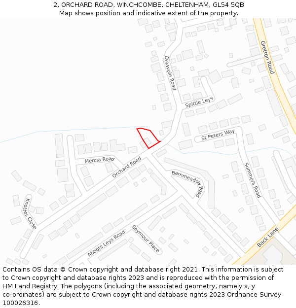 2, ORCHARD ROAD, WINCHCOMBE, CHELTENHAM, GL54 5QB: Location map and indicative extent of plot