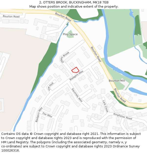 2, OTTERS BROOK, BUCKINGHAM, MK18 7EB: Location map and indicative extent of plot