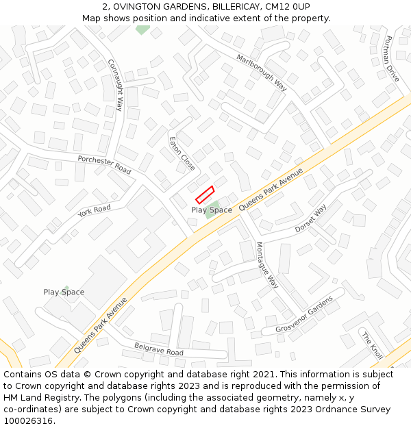 2, OVINGTON GARDENS, BILLERICAY, CM12 0UP: Location map and indicative extent of plot