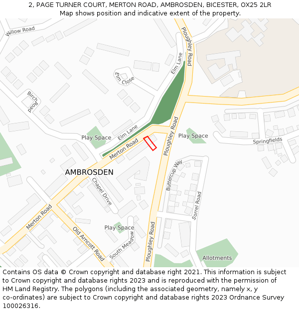 2, PAGE TURNER COURT, MERTON ROAD, AMBROSDEN, BICESTER, OX25 2LR: Location map and indicative extent of plot
