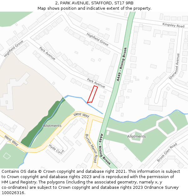 2, PARK AVENUE, STAFFORD, ST17 9RB: Location map and indicative extent of plot